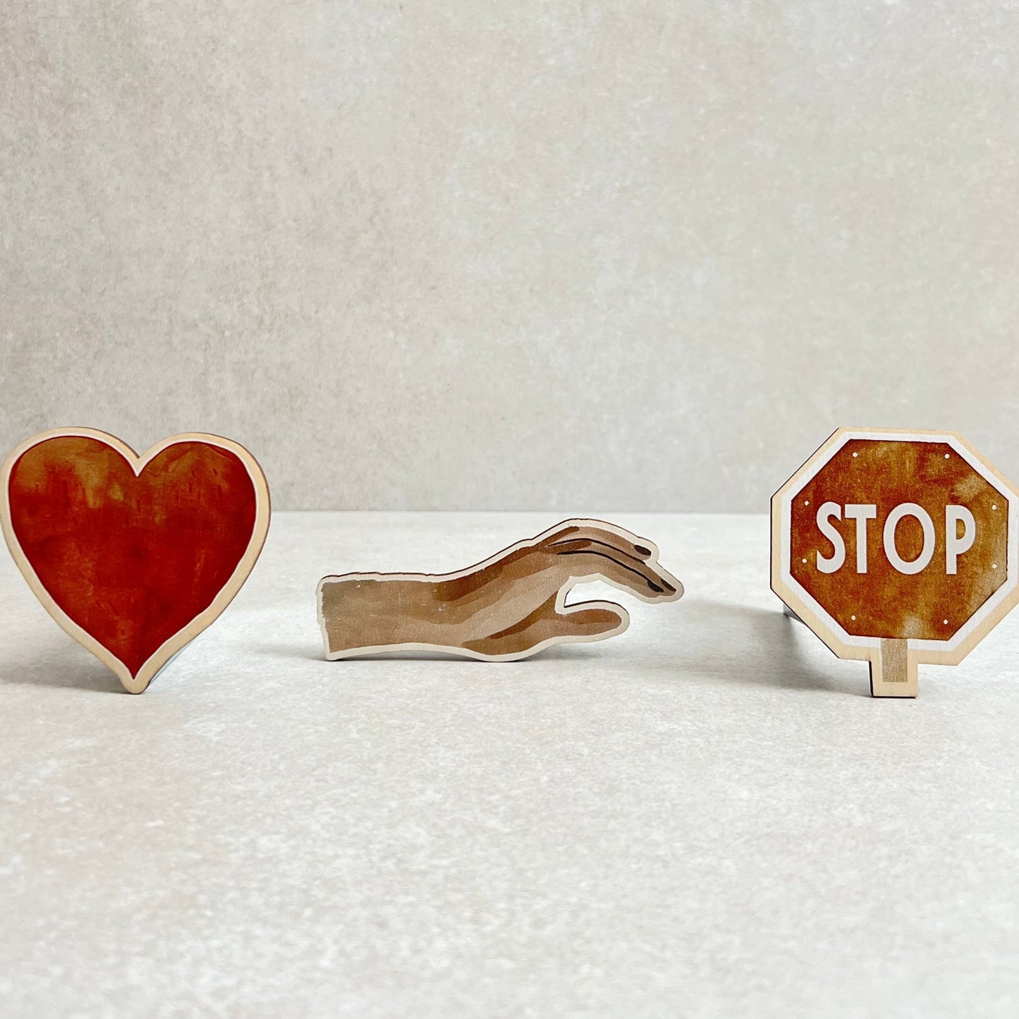 Herz, Hand, Stop I Holzmagnete, Anleitung & Anwendungsbeispiele