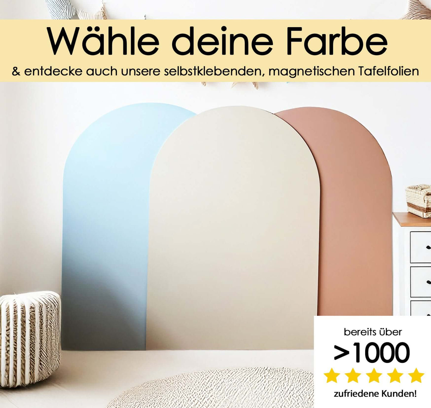 Magnetisches Tafelboard für Kinderzimmer und Playrooms – Beschreibbar und Ablösbar – 95x70cm I 4 Farben