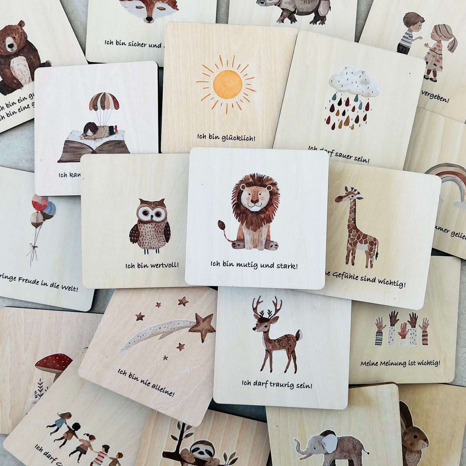 Holzmagnete: Affirmationskarten inkl. Anleitung und Anwendungsbeispielen