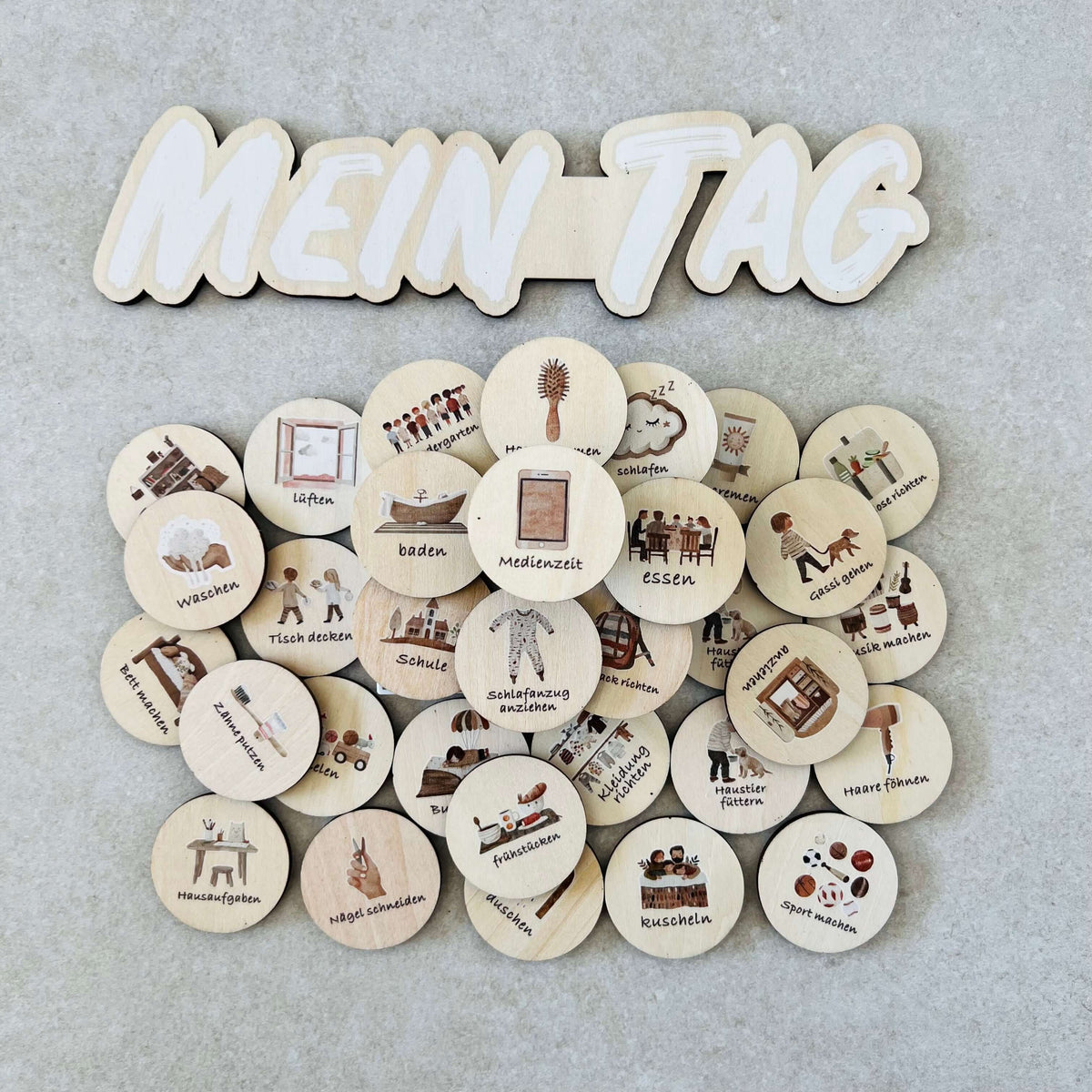 Holzmagnete: Tagesroutine Home inkl. Anleitung und Anwendungsbeispielen