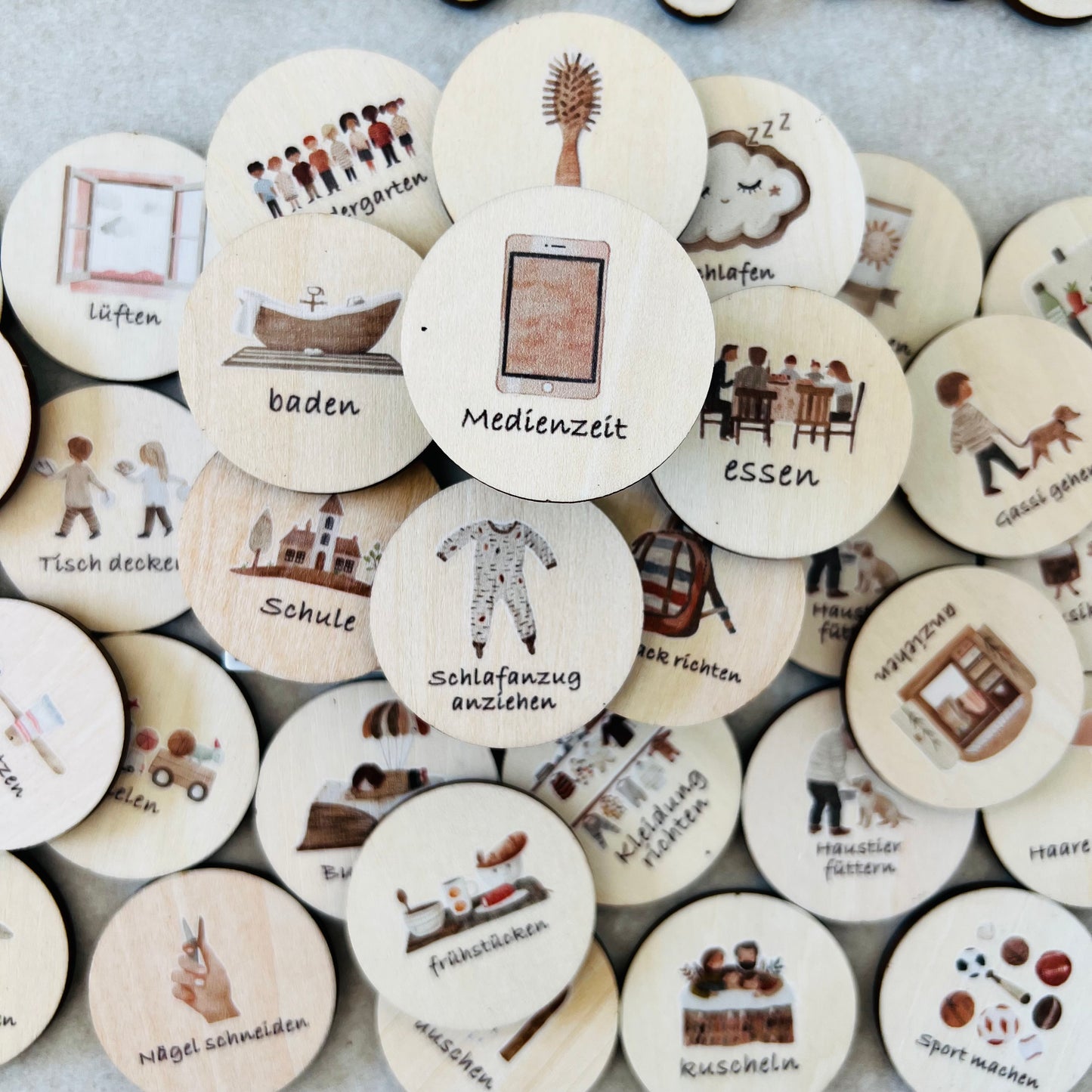 Tagesroutine Zuhause I Holzmagnete, Anleitung & Anwendungsbeispiele