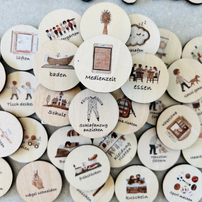 Tagesroutine Zuhause I Holzmagnete, Anleitung & Anwendungsbeispiele