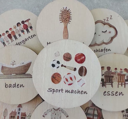 Tagesroutine KITA I Holzmagnete, Anleitung & Anwendungsbeispiele